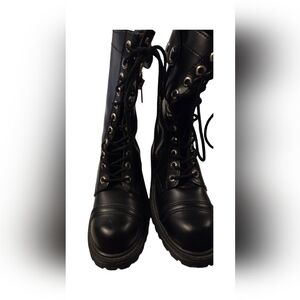 Precis combat chunky calf motorcycle women black boot size 7 1/2